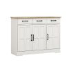 White Farmhouse Buffet Cabinet with 3 Drawers and 3 Doors