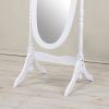 Traditional Queen Anna Style Wood Cheval Mirror, White Finish