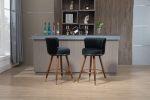 Black COOLMORE Bar Stools Set of 2, Wood Legs,37" Height