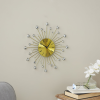 DecMode Gold Metal Glam Clock, 14" Features Starburst Design