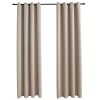 Blackout Curtains with Rings 2 pcs Beige 54"x 95" Fabric