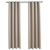 Blackout Curtains with Rings 2 pcs Beige 54"x 63" Fabric