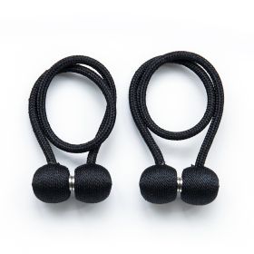 Magnetic Rope Ball Curtain Holder Tiebacks Rods, 2 pcs. (Color: black)