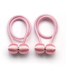 Magnetic Rope Ball Curtain Holder Tiebacks Rods, 2 pcs. (Color: pink)