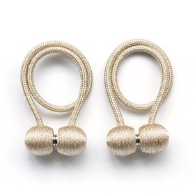 Magnetic Rope Ball Curtain Holder Tiebacks Rods, 2 pcs. (Color: beige)