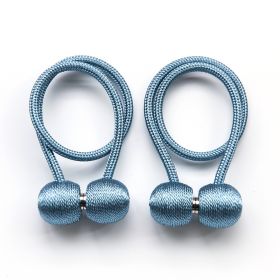 Magnetic Rope Ball Curtain Holder Tiebacks Rods, 2 pcs. (Color: Lake Blue)