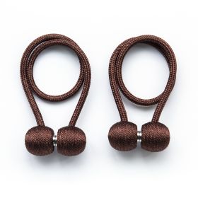 Magnetic Rope Ball Curtain Holder Tiebacks Rods, 2 pcs. (Color: coffee)