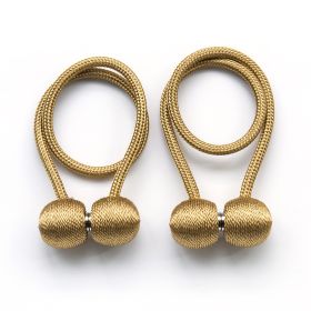 Magnetic Rope Ball Curtain Holder Tiebacks Rods, 2 pcs. (Color: Golden)