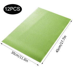 Refrigerator Liners; Washable Mats, Covers Pads ,4 /8/12Pc (Color: Green-12pcs)