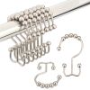 Double Rolling Shower Curtain Hooks Stainless Steel,12Pc