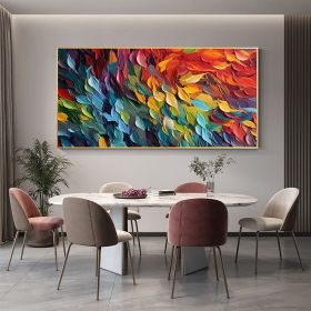 Oil Painting Original Colorful Feathers On Canvas Large Wall Art (Style: 01, size: 75x150cm)