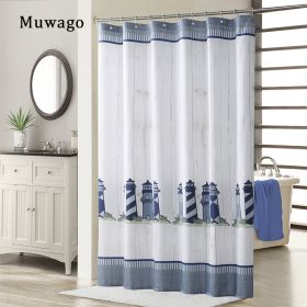 Muwago Luxury Lighthouse Pattern Shower Curtain Stain Proof (size: W72"*H78")