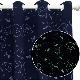 Muwago Ghost Demon Blue Glow in The Dark Blackout Curtain (size: 52 * 84 inch)