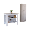 Ontario 2 Piece Set, Kitchen Island + Pantry Cabinet