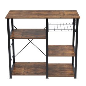 Kitchen storage shelf; 3-Tier  Baker's Rack ; Microwave Stand (Color: Rustic Brown)