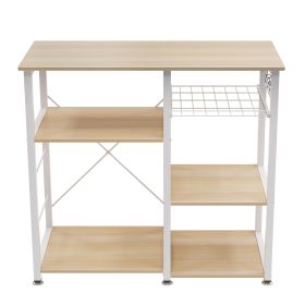 Kitchen storage shelf; 3-Tier  Baker's Rack ; Microwave Stand (Color: White Oak)