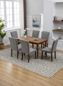 Beige or Grey Cotton Linen Parsons Dining Chairs Set of 2 (Color: Grey, Material: Cotton linen)