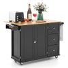 Kitchen Island Trolley Cart, Drop-Leaf Tabletop, Storage Cabinet