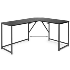 L Shaped Corner Home Office Computer Desk (Color: black)