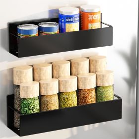 Black Magnetic Fridge Spice Storage Rack Organizer, 2 / 4 pack (black: 2 Pack)