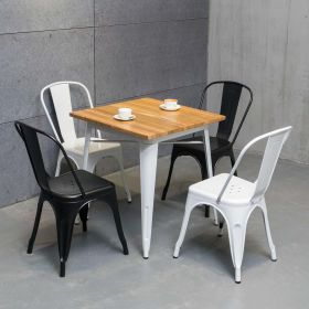 Durable Metal Restaurant Chair,18" Seat Height 4 pcs (Color: White)