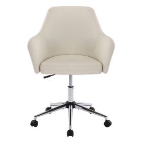 Home Office Executive Swivel Adjustable Chair with Soft Seat (Color: beige)