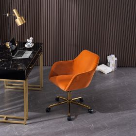 Modern Velvet Adjustable Height 360 Revolving Office Chair (Color: Orange)