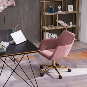 Modern Velvet Adjustable Height 360 Revolving Office Chair (Color: pink)