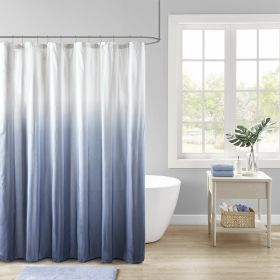 Blue Ombre Printed Seersucker Shower Curtain 72" x 72" (Color: as Pic)