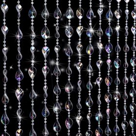 Crystal Beaded Acrylic String Curtain for Doorway 35.5" x 79" (Style: Iridescent Leaves)