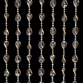 Crystal Beaded Acrylic String Curtain for Doorway 35.5" x 79" (Style: Crystal Gold Leaves)