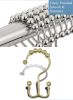 Double Rolling Shower Curtain Hooks Stainless Steel,12Pc