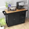 Kitchen Island Trolley Cart, Drop-Leaf Tabletop, Storage Cabinet