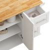 Kitchen Island w/ 2 Doors, 3 Drawer, Spice Rack, Towel Rack