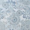 Printed Cotton Shower Curtain In Blue and Neutral Hues 72 x 72