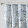 Printed Cotton Shower Curtain In Blue and Neutral Hues 72 x 72