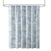 Printed Cotton Shower Curtain In Blue and Neutral Hues 72 x 72