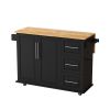 Kitchen Island w/ 2 Doors, 3 Drawer, Spice Rack, Towel Rack