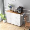 Kitchen Island Trolley Cart, Drop-Leaf Tabletop, Storage Cabinet