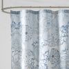 Printed Cotton Shower Curtain In Blue and Neutral Hues 72 x 72