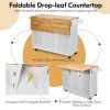 Kitchen Island Trolley Cart, Drop-Leaf Tabletop, Storage Cabinet